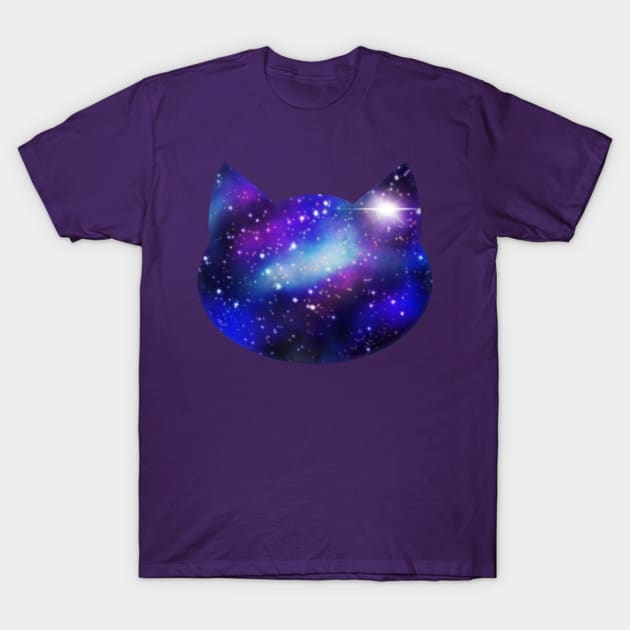 Womens Galaxy Cat Head Silhouette T-Shirt by DeesDeesigns